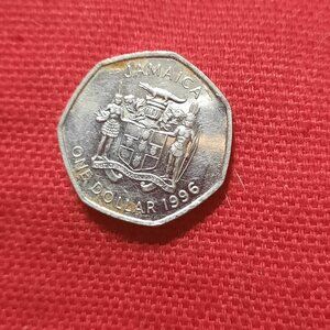 1996 Jamaican silver dollar And Paper Bill